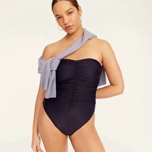 NWT J. Crew Ruched sweetheart one-piece Blue Ruched Swimsuit 12